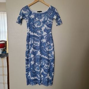 Anthropology Weston Wear Blue/White Pasley Dress